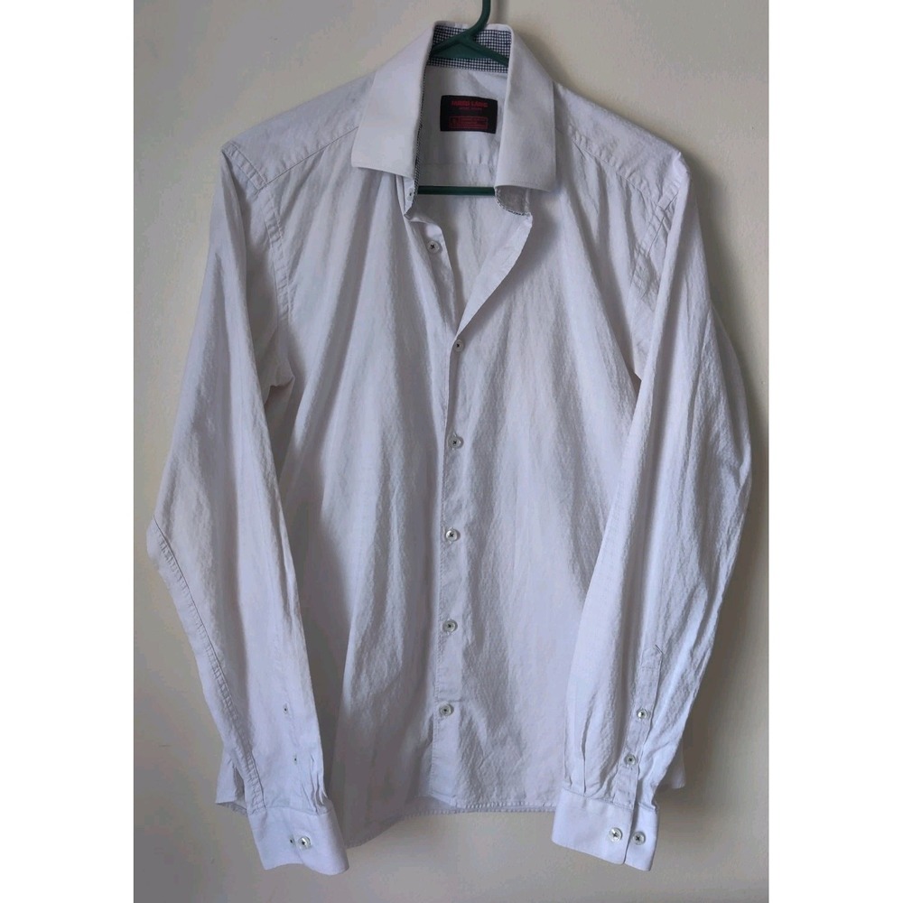 JARED LANG After Hours White 100% Cotton Dress Shirt Size Medium Business Casual